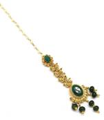 Green  Brass Maang Tikka