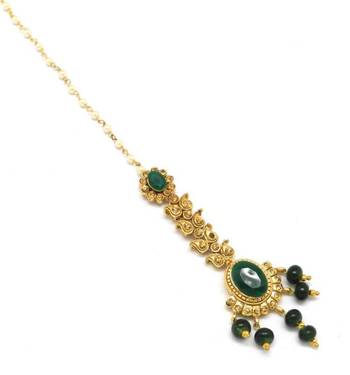 Green  Brass Maang Tikka 3