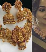 Gold Plated Copper Temple Work High Quality Necklace Set