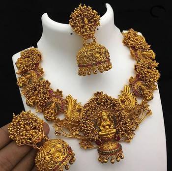 Gold Plated Copper Temple Work High Quality Necklace Set 2