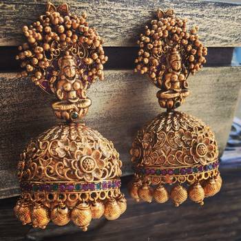 Gold Plated Copper Temple Work High Quality Necklace Set 3