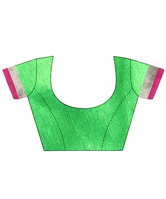Green embroidered polyester saree with blouse 5