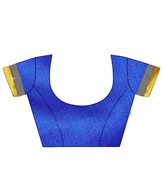 Blue embroidered polyester saree with blouse 5