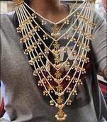 Shell Pearls Gold Plated Ahemedabadi Kundan Satlada Rani Haar