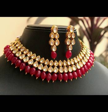 Kundan Choker With Red Onyx Stones Necklace Set 1