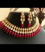 Kundan Choker With Red Onyx Stones Necklace Set
