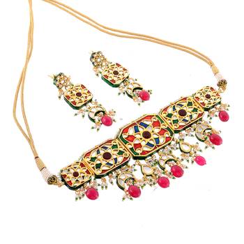 Royal Choker Multicolor Kundan Enamal Work Necklace Set 1