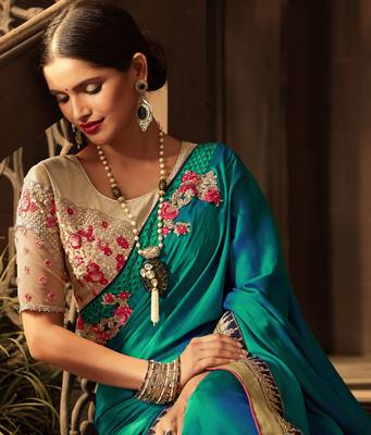 Multicolor embroidered art silk sarees saree with blouse 2