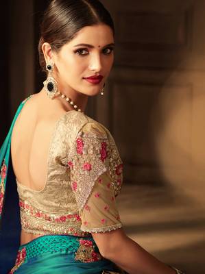 Multicolor embroidered art silk sarees saree with blouse 3