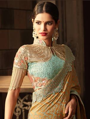Multicolor embroidered art silk sarees saree with blouse 2