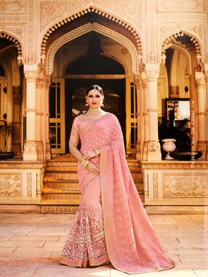 pink embroidered faux art silk saree with blouse 1