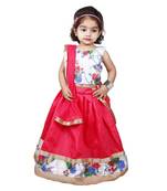 Pink Pure Jacquard And Banglory Silk Stitched Lehenga Choli Set For Girls