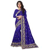 Blue embroidered art silk sarees saree with blouse