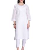 White Embroidered Cotton Chikankari Kurti