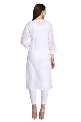 White Embroidered Cotton Chikankari Kurti 2
