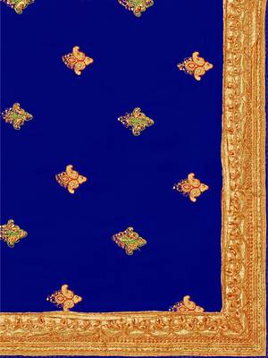 Blue embroidered georgette saree with blouse 4