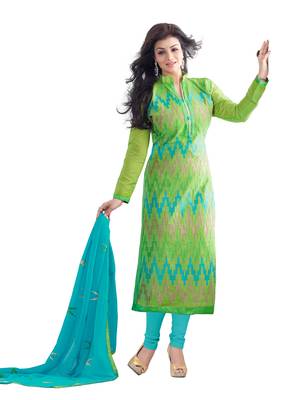 DnVeens Women Green embroidered chanderi salwar Kameez Unstitched suit dress material 1