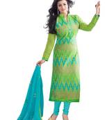 DnVeens Women Green embroidered chanderi salwar Kameez Unstitched suit dress material