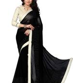 Black woven georgette saree with blouse