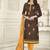 Brown embroidered cotton salwar with dupatta