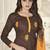 Brown embroidered cotton salwar with dupatta