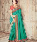 Green Embroidered Silk Saree With Blouse