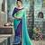 Turquoise Embroidered Georgette Saree With Blouse