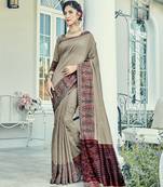 Grey Woven Cotton Silk Saree With Blouse
