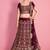 Wine Embroidered Velvet Lehenga With Dupatta