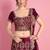 Wine Embroidered Velvet Lehenga With Dupatta