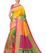 Multicolor Printed Kraft Silk Saree With Blouse