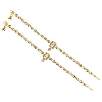 Partywear Special White Color Kundan Work Anklet 1