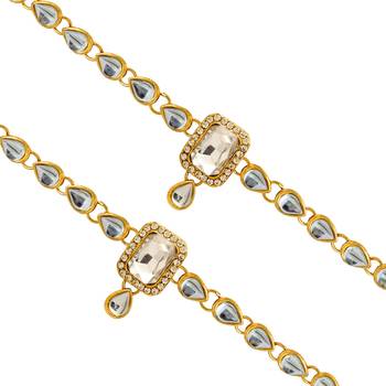Partywear Special White Color Kundan Work Anklet 2