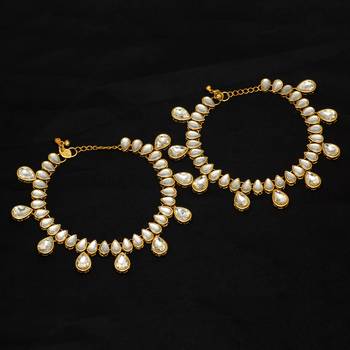 White Color Kundan Kundan Anklets For Girls And Women 2