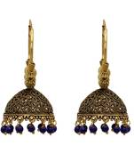 Navy Blue Color Oxidised Jhumka Earrings