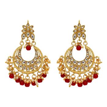 Maroon Color Imitation And Kundan Earrings 1