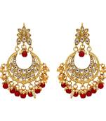 Maroon Color Imitation And Kundan Earrings