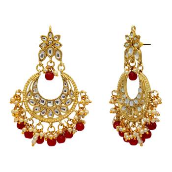 Maroon Color Imitation And Kundan Earrings 2