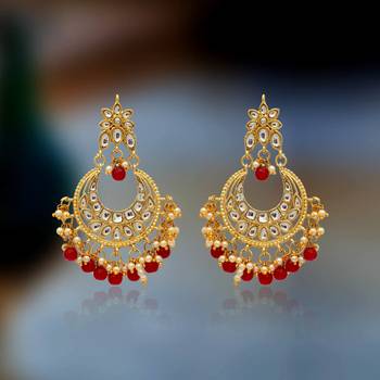 Maroon Color Imitation And Kundan Earrings 3