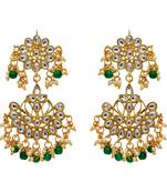 Green Color Imitation And Kundan Earrings
