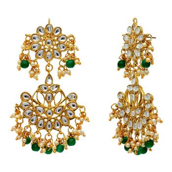 Green Color Imitation And Kundan Earrings 2