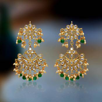Green Color Imitation And Kundan Earrings 3