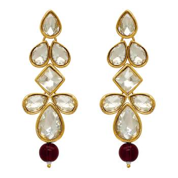 Wedding Collection Maroon Color Kundan Earrings 1