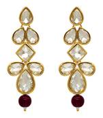 Wedding Collection Maroon Color Kundan Earrings