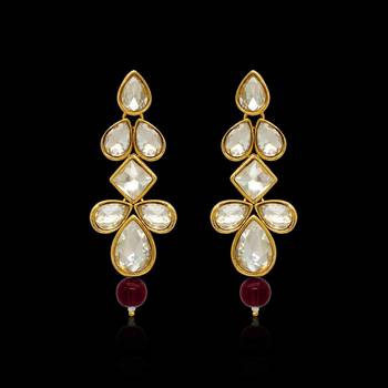 Wedding Collection Maroon Color Kundan Earrings 3
