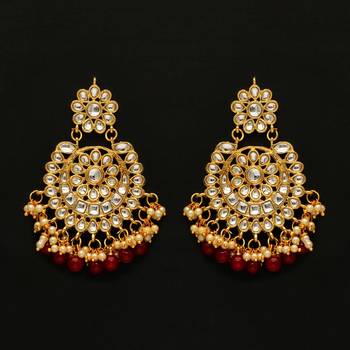 Maroon Color Festive Special Kundan Earrings 1