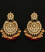 Maroon Color Festive Special Kundan Earrings