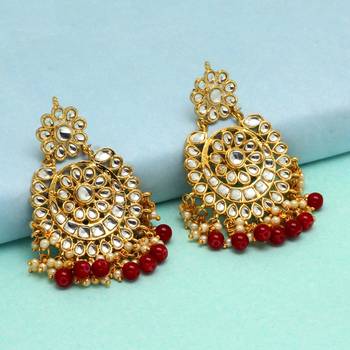 Maroon Color Festive Special Kundan Earrings 2