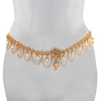 Gold Color Imitation Pearl Kamarband For Women 3