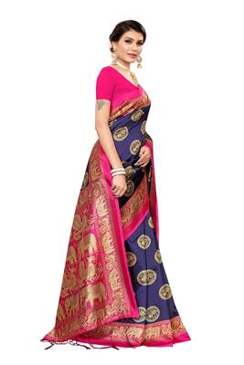 Multicolour printed Mysore art silk saree pack of-2 saree with blouse 7